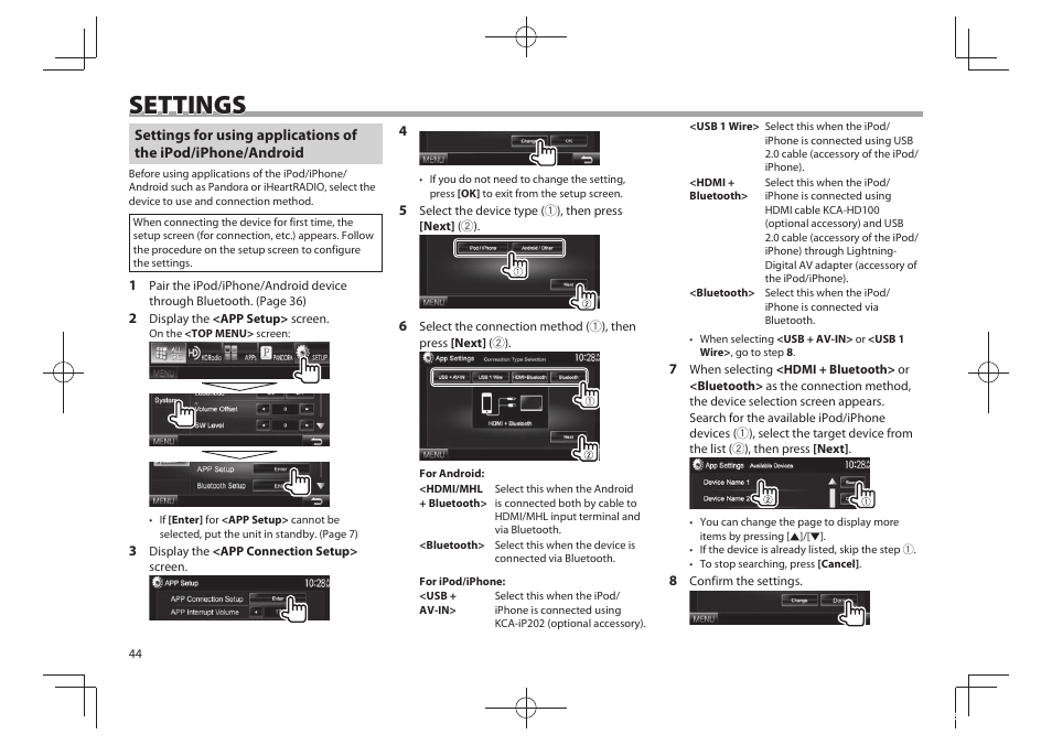 Settings | Kenwood DDX5901HD User Manual | Page 44 / 76