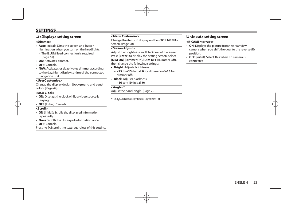 Settings | Kenwood DDX5901HD User Manual | Page 53 / 76