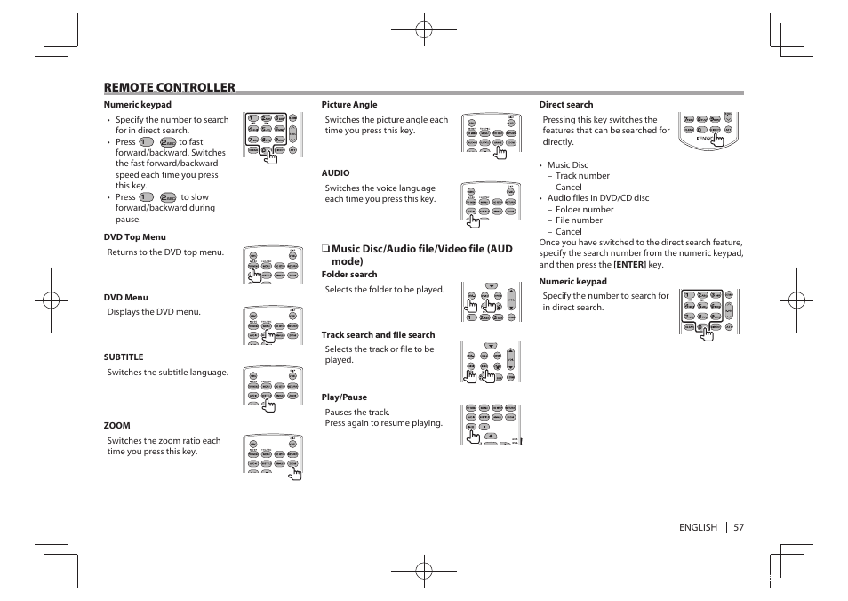 Remote controller | Kenwood DDX5901HD User Manual | Page 57 / 76