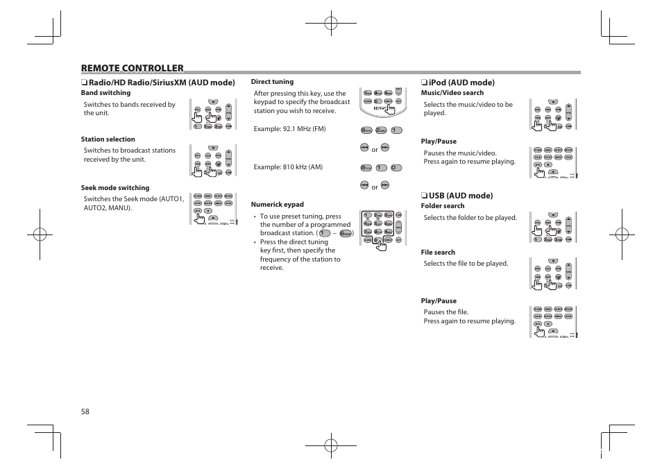 Remote controller | Kenwood DDX5901HD User Manual | Page 58 / 76