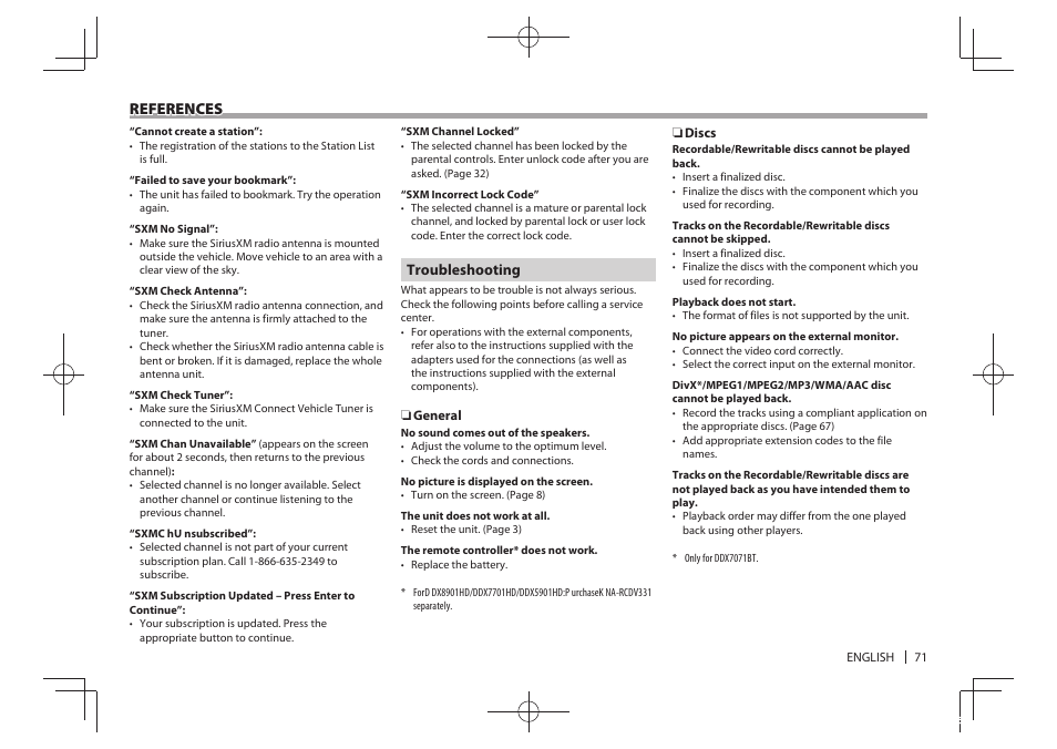 References | Kenwood DDX5901HD User Manual | Page 71 / 76