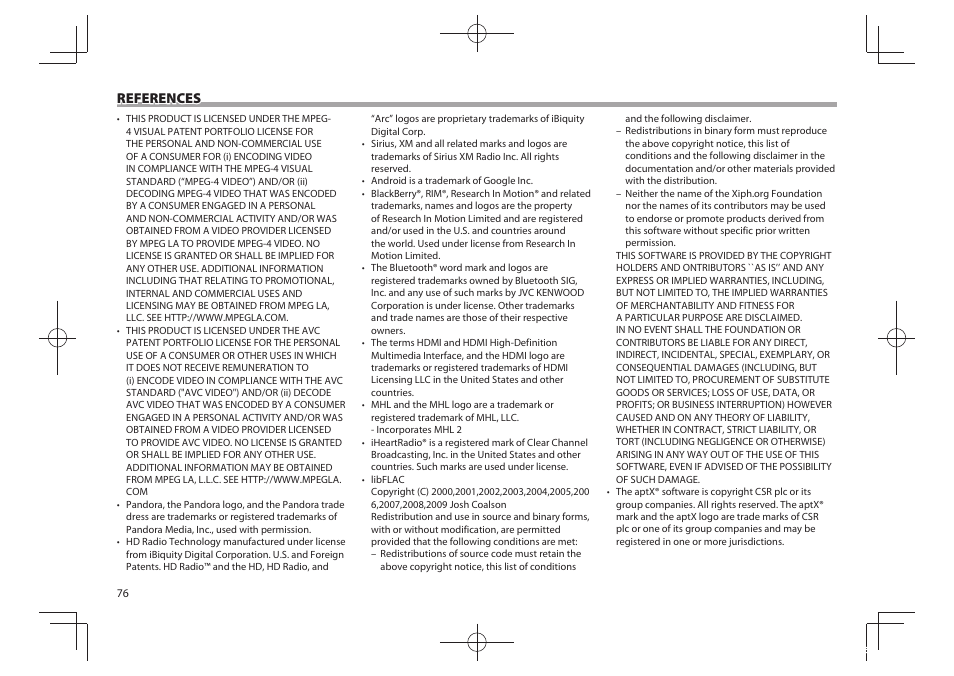 References | Kenwood DDX5901HD User Manual | Page 76 / 76