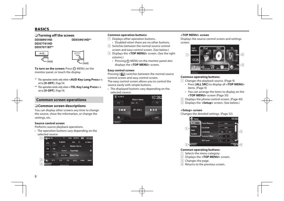 Basics | Kenwood DDX5901HD User Manual | Page 8 / 76