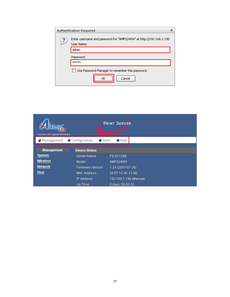 2 management | Airlink101 AMPS240W User Manual | Page 17 / 36