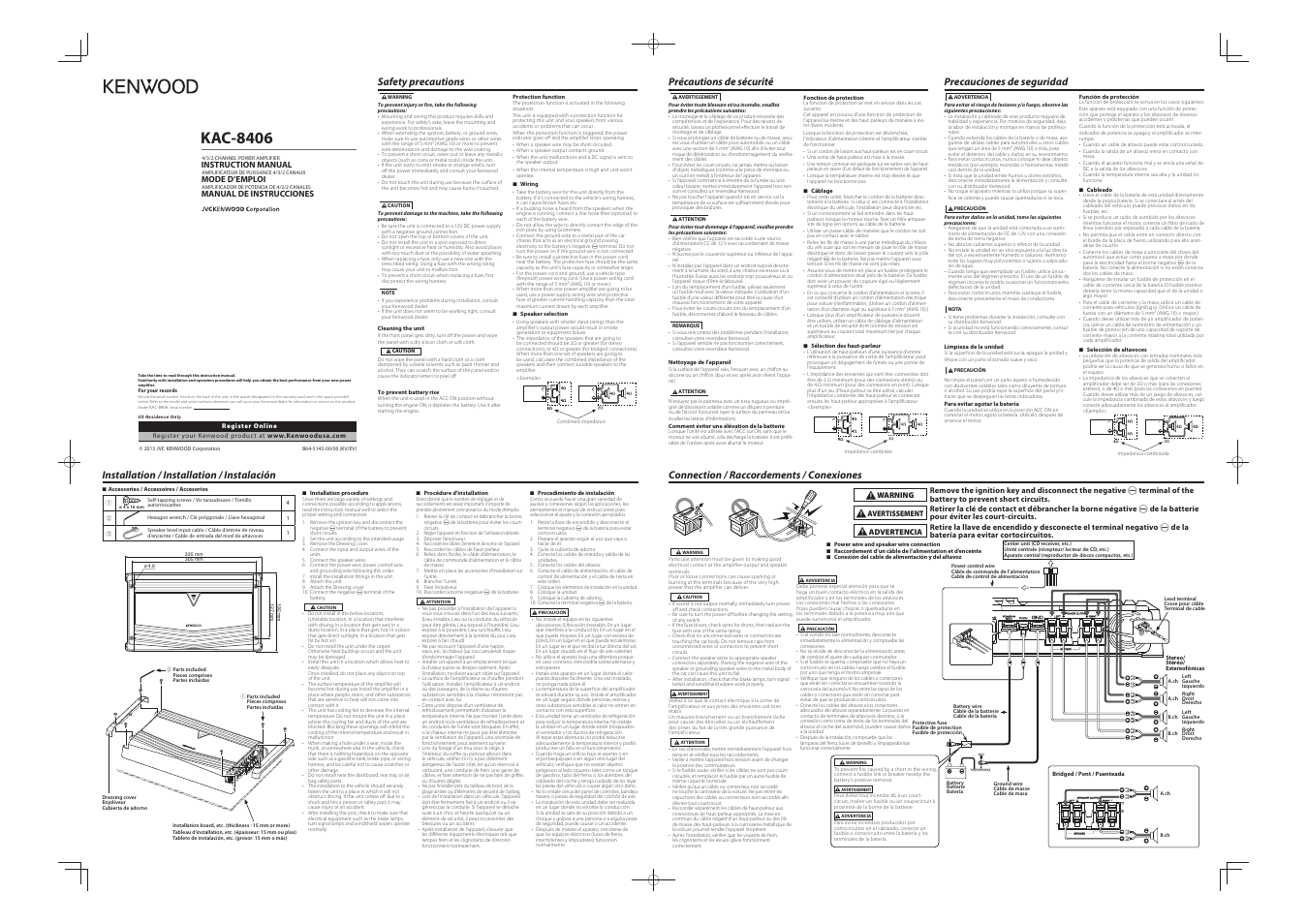 Kenwood KAC-8406 User Manual | 2 pages