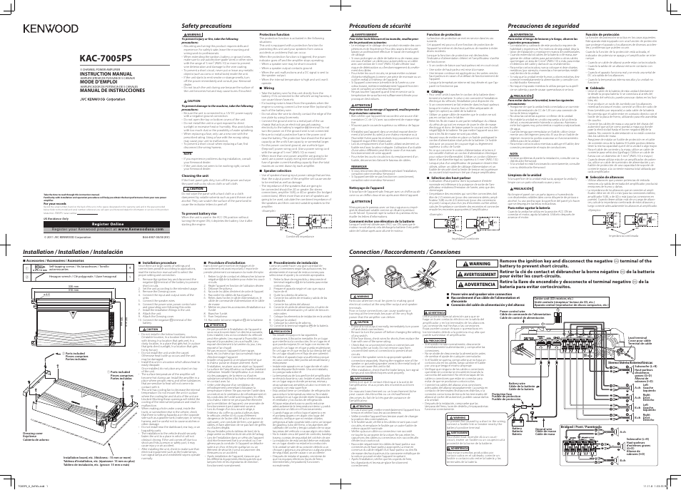 Kenwood KAC-7005PS User Manual | 2 pages