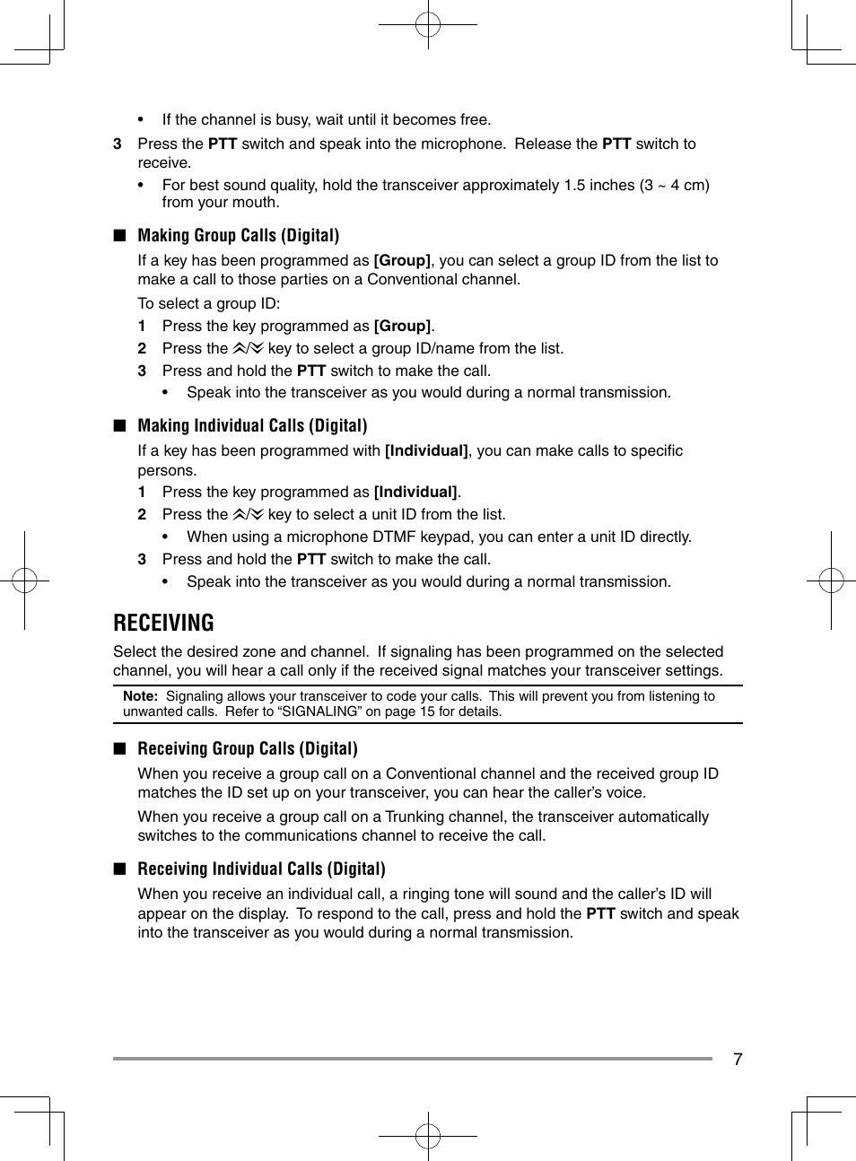 Receiving | Kenwood NX-920G User Manual | Page 13 / 72