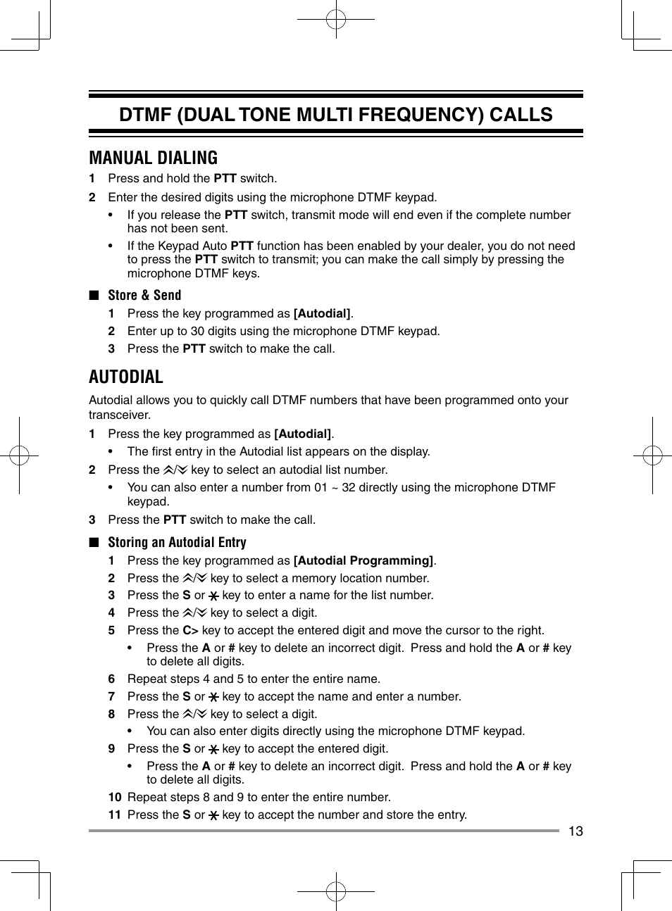 Dtmf (dual tone multi frequency) calls, Manual dialing, Autodial | Kenwood NX-920G User Manual | Page 19 / 72