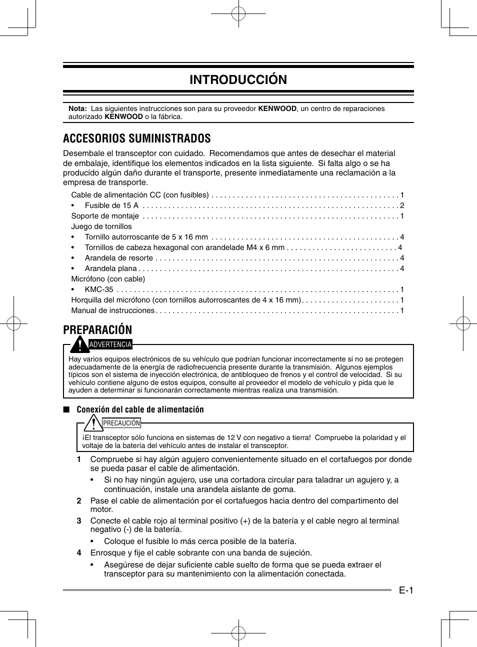 Introducción, Accesorios suministrados, Preparación | Kenwood NX-920G User Manual | Page 51 / 72