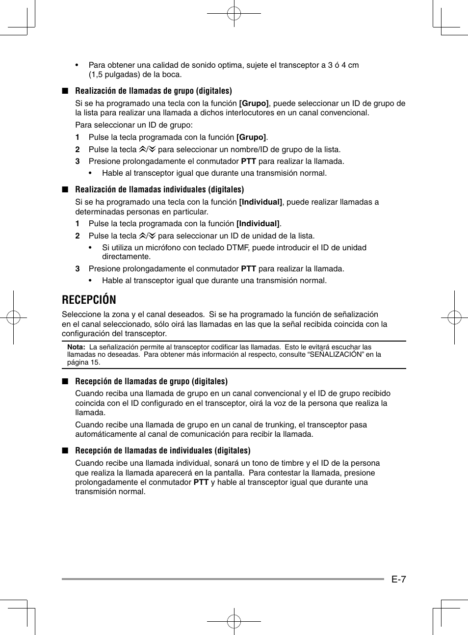 Recepción | Kenwood NX-920G User Manual | Page 57 / 72