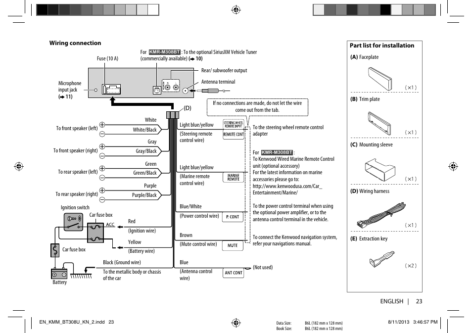 Kenwood KMR-M308BT User Manual | Page 23 / 70