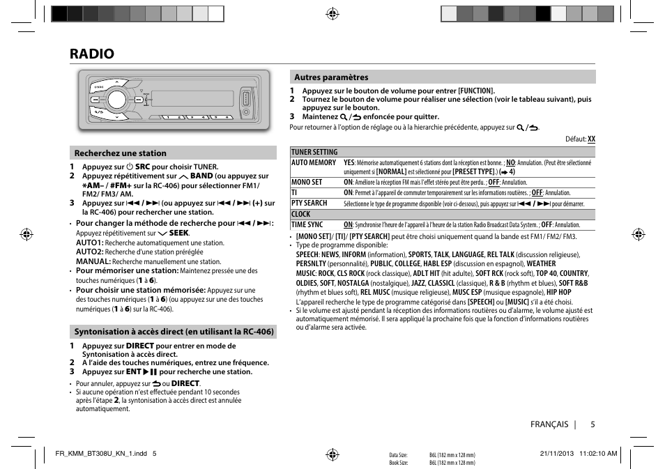 Radio | Kenwood KMR-M308BT User Manual | Page 27 / 70