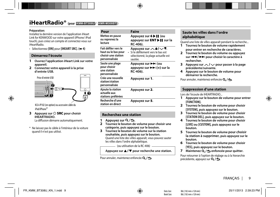 Iheartradio | Kenwood KMR-M308BT User Manual | Page 31 / 70