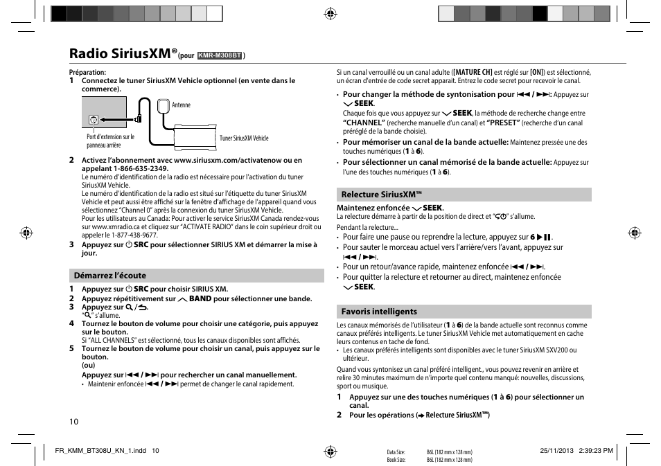 Radio siriusxm | Kenwood KMR-M308BT User Manual | Page 32 / 70