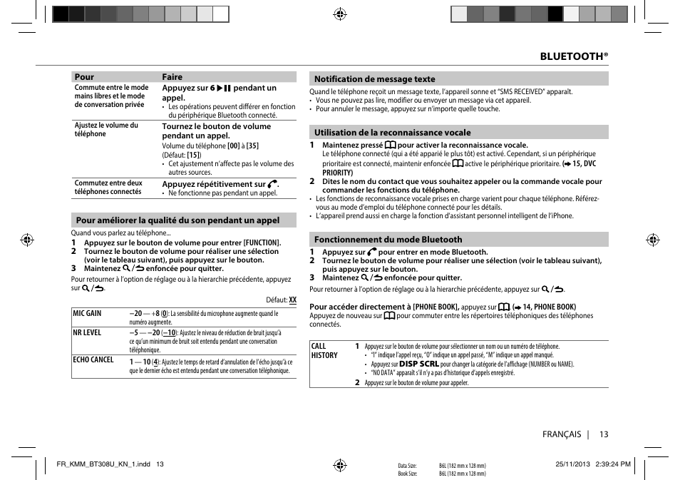 Bluetooth | Kenwood KMR-M308BT User Manual | Page 35 / 70