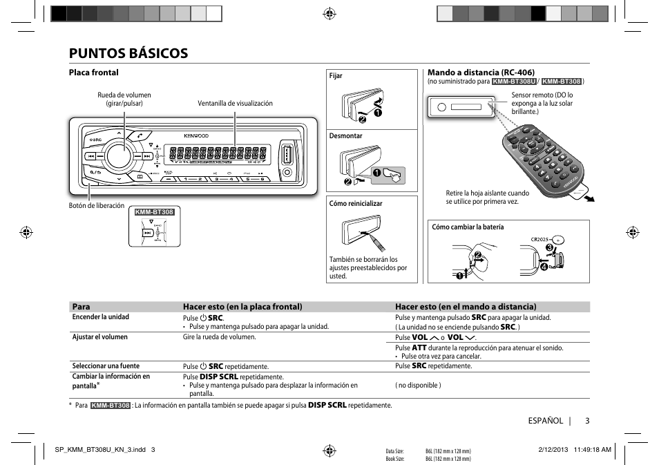 Puntos básicos | Kenwood KMR-M308BT User Manual | Page 47 / 70