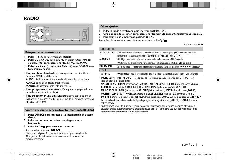 Radio | Kenwood KMR-M308BT User Manual | Page 49 / 70