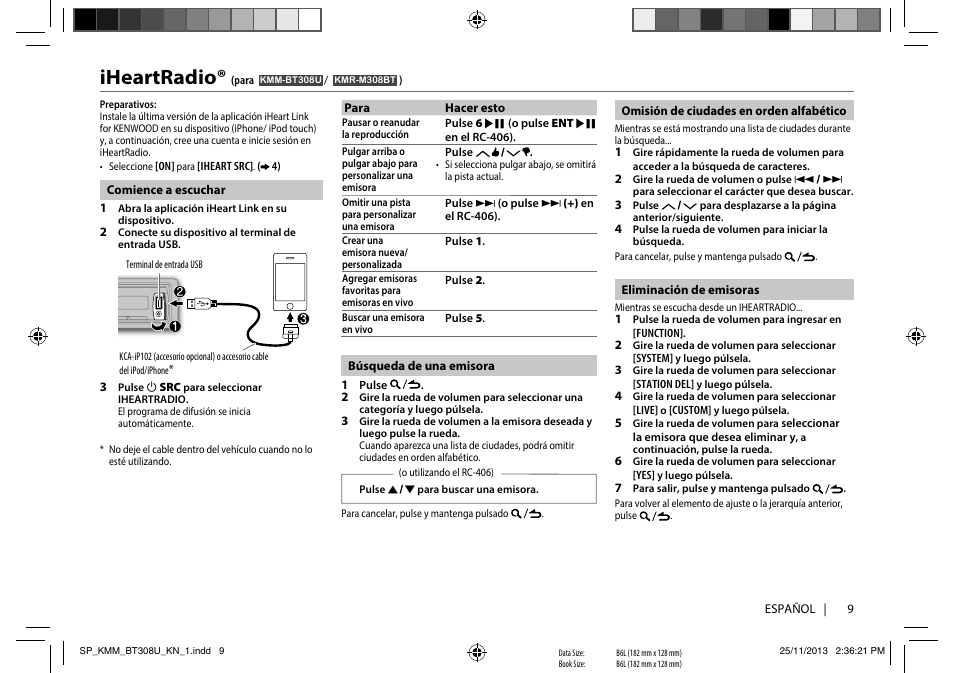 Iheartradio | Kenwood KMR-M308BT User Manual | Page 53 / 70