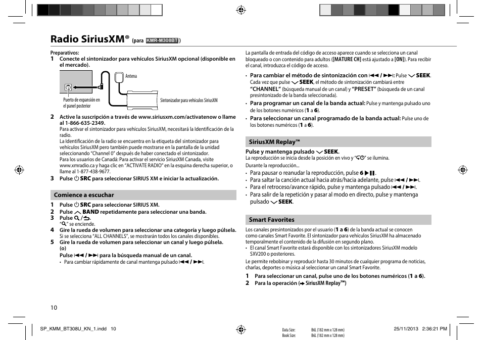 Radio siriusxm | Kenwood KMR-M308BT User Manual | Page 54 / 70