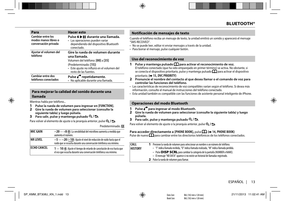 Bluetooth | Kenwood KMR-M308BT User Manual | Page 57 / 70