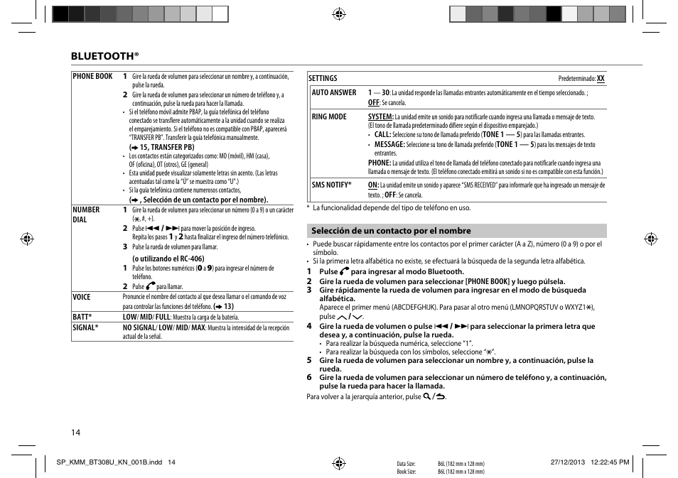 Bluetooth | Kenwood KMR-M308BT User Manual | Page 58 / 70