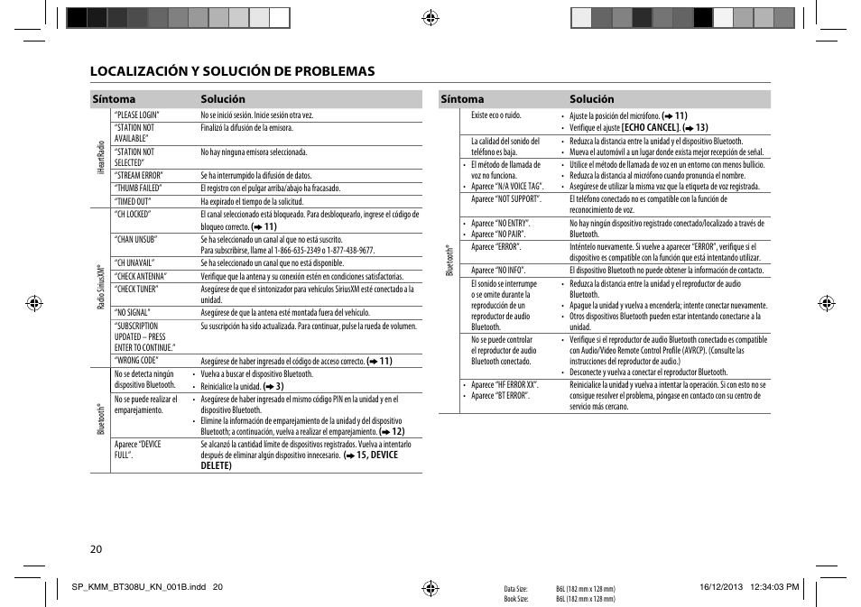 Localización y solución de problemas | Kenwood KMR-M308BT User Manual | Page 64 / 70