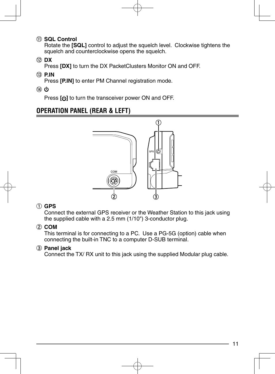 Operation panel (rear & left) | Kenwood TM-D710GA User Manual | Page 19 / 55