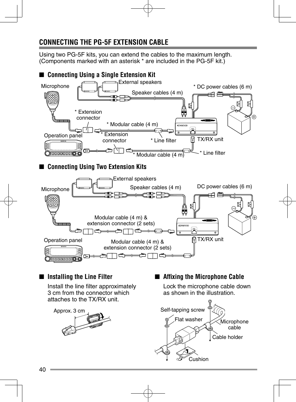 Connecting the pg-5f extension cable | Kenwood TM-D710GA User Manual | Page 48 / 55