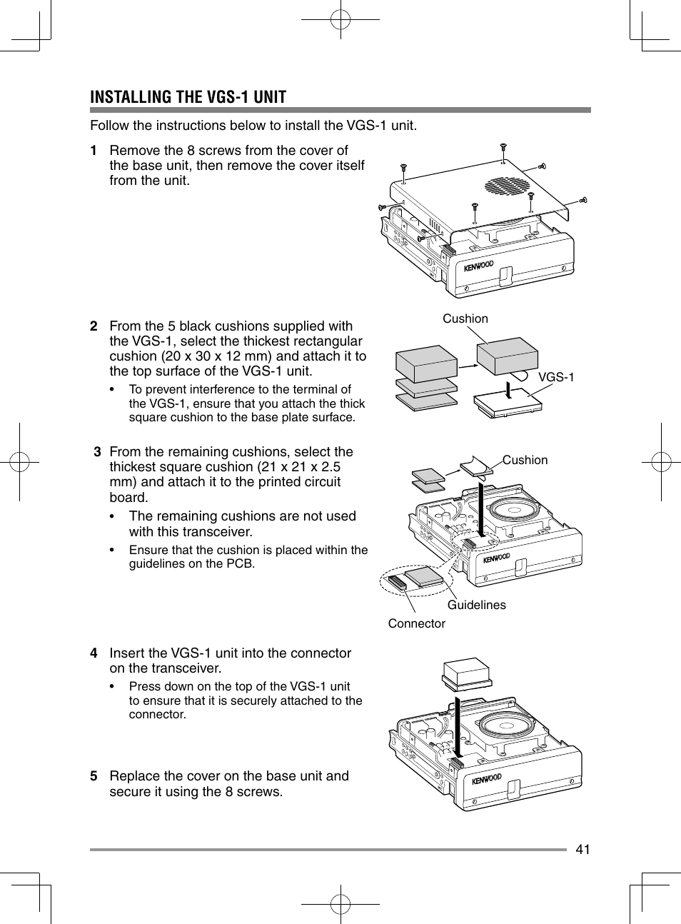 Installing the vgs-1 unit | Kenwood TM-D710GA User Manual | Page 49 / 55