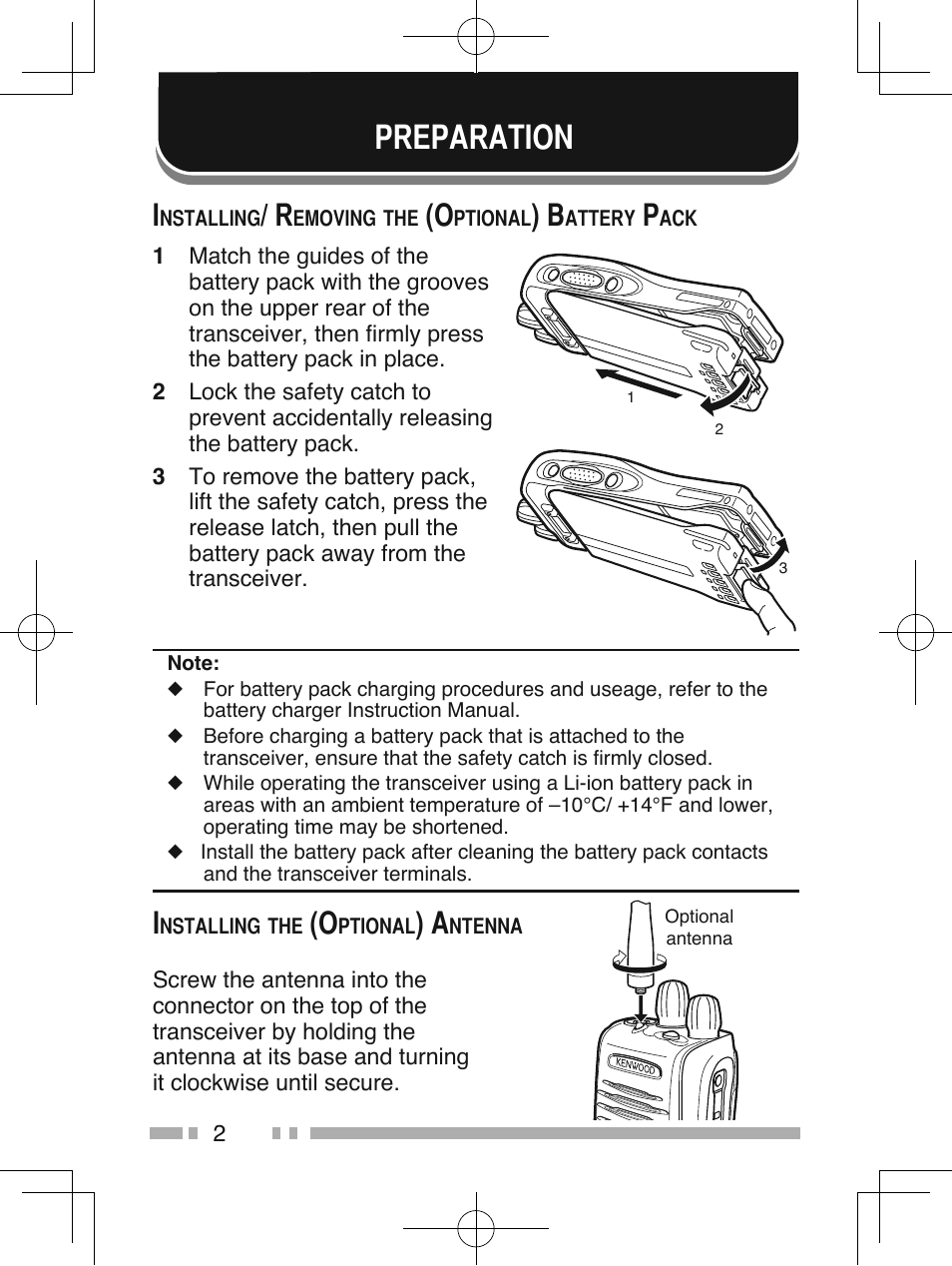 Preparation | Kenwood NX-210G User Manual | Page 16 / 48
