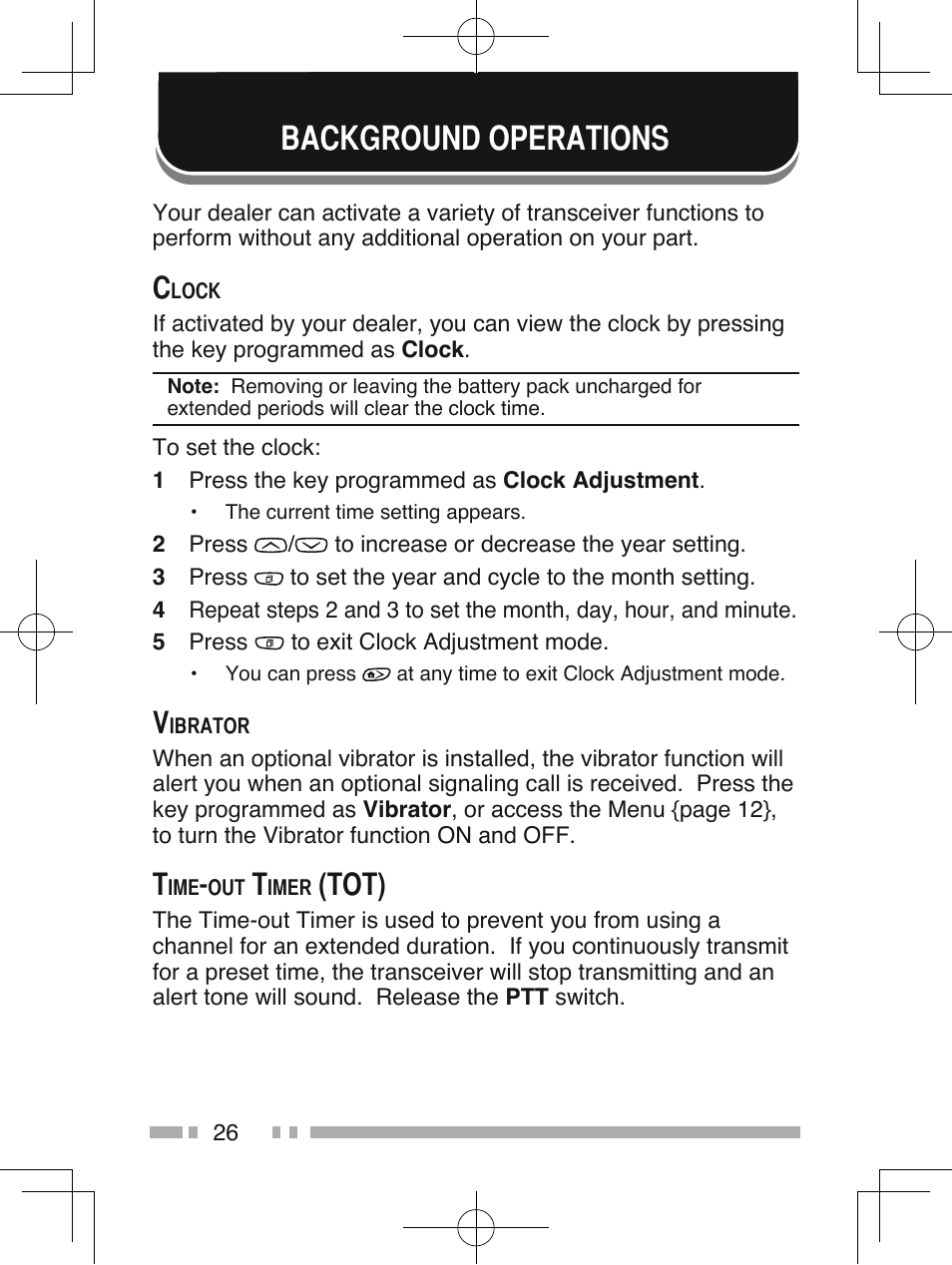 Background operations, Tot) | Kenwood NX-210G User Manual | Page 40 / 48