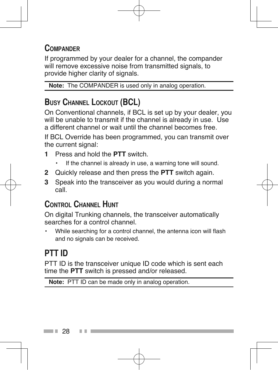 Bcl), Ptt id | Kenwood NX-210G User Manual | Page 42 / 48