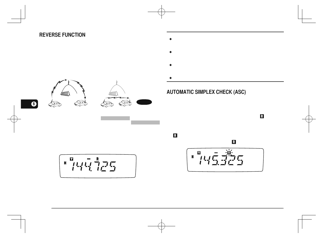 Reverse function, Automatic simplex check (asc) | Kenwood TM-281A User Manual | Page 33 / 81