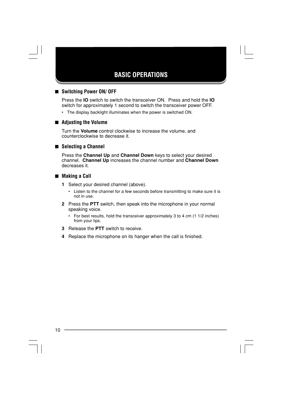 Basic operations | Kenwood TK-6110 User Manual | Page 14 / 20