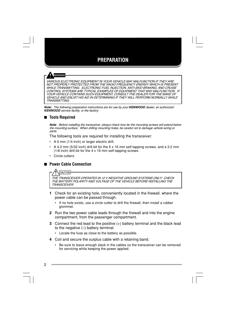 Preparation | Kenwood TK-6110 User Manual | Page 6 / 20