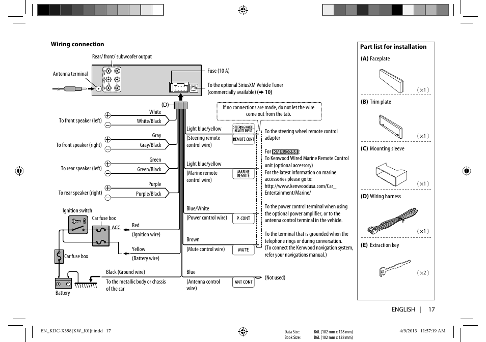 Kenwood KMR-D358 User Manual | Page 17 / 52