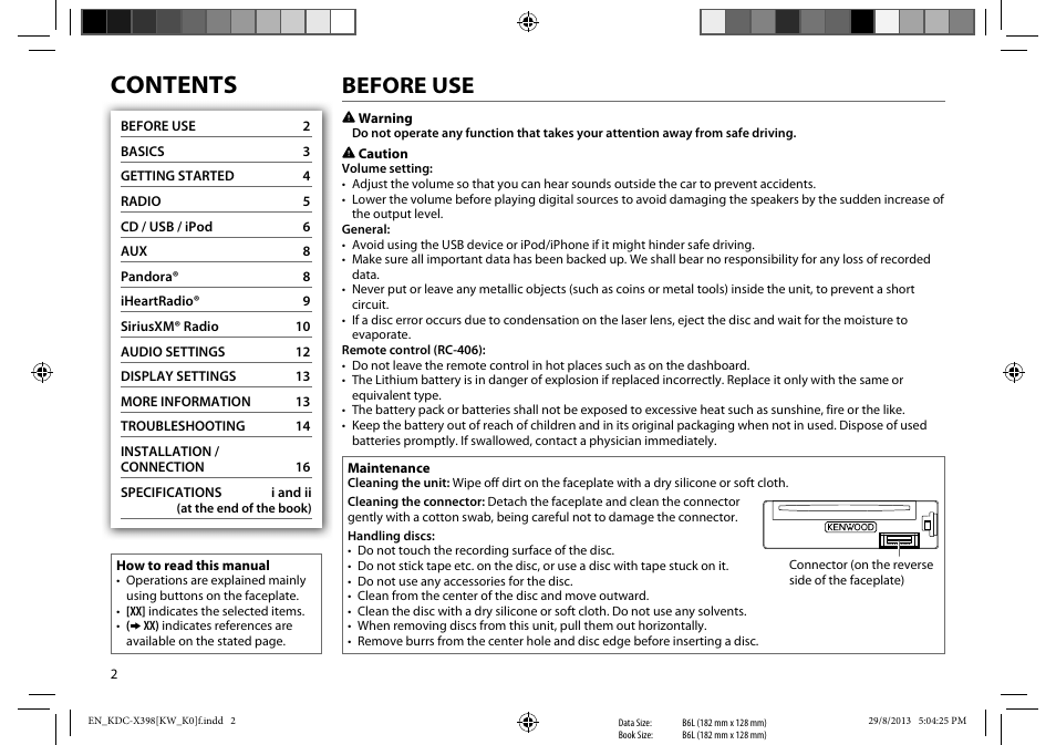 Kenwood KMR-D358 User Manual | Page 2 / 52