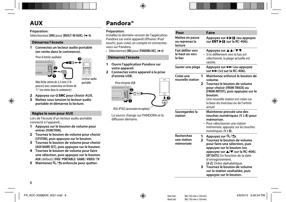 Pandora | Kenwood KMR-D358 User Manual | Page 24 / 52