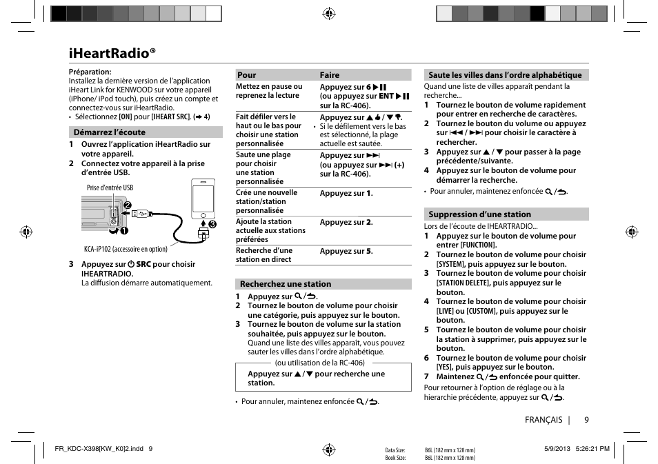 Iheartradio | Kenwood KMR-D358 User Manual | Page 25 / 52