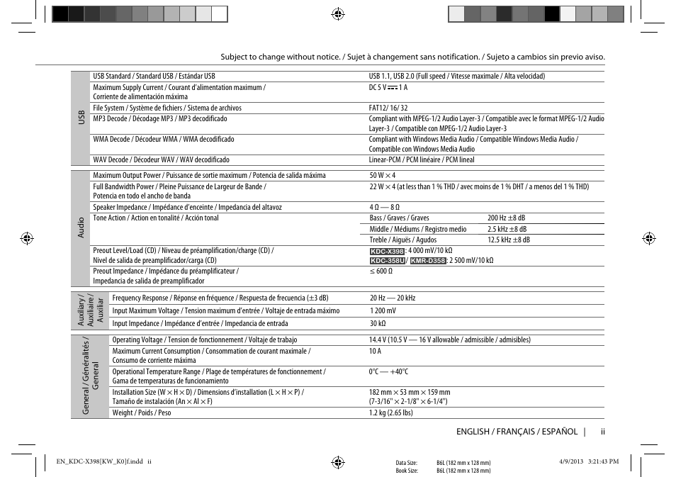 Kenwood KMR-D358 User Manual | Page 51 / 52