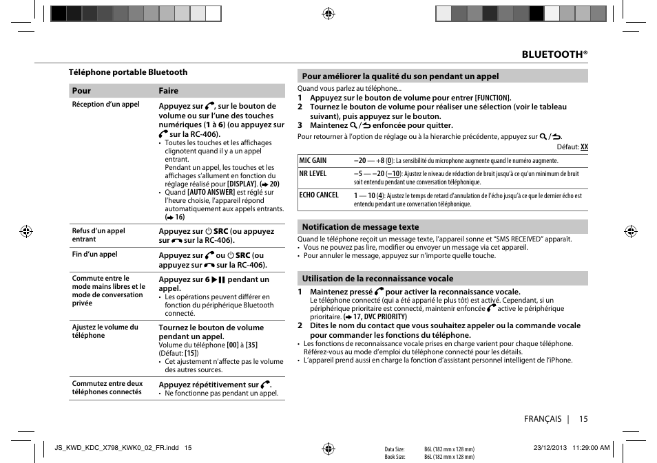 Bluetooth | Kenwood KDC-X798 User Manual | Page 39 / 80