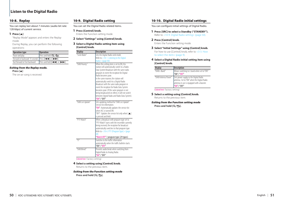 Listen to the digital radio | Kenwood KDC-U7056BT User Manual | Page 25 / 41