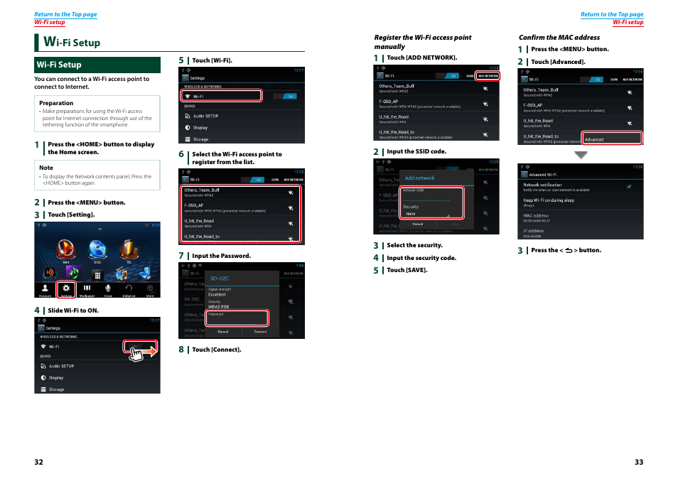 Wi-fi setup, Or details on operation, see, Wi-fi setup (p.32) | Kenwood DNN770HD User Manual | Page 17 / 87