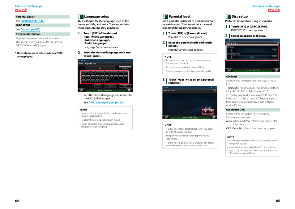Language setup (p.64) | Kenwood DNN770HD User Manual | Page 33 / 87