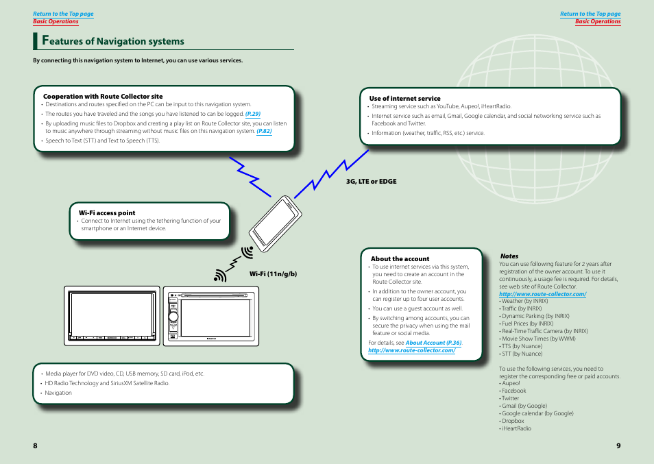 Features of navigation systems, Features of navigation systems 8 | Kenwood DNN770HD User Manual | Page 5 / 87