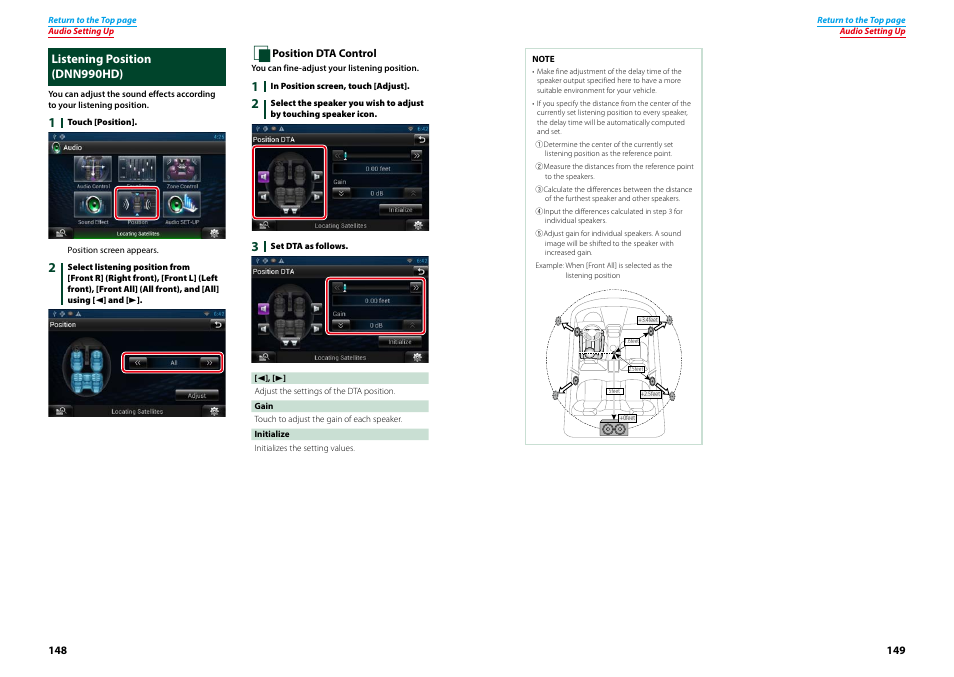 Listening position (dnn990hd), P.148) | Kenwood DNN770HD User Manual | Page 75 / 87
