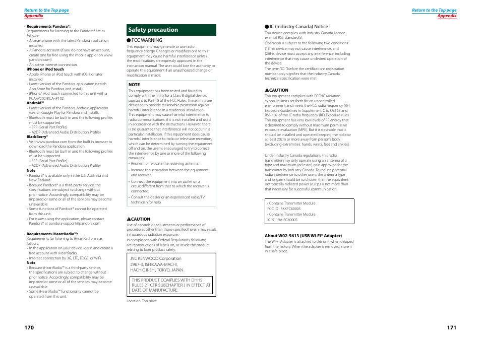 Safety precaution, P.170) | Kenwood DNN770HD User Manual | Page 86 / 87