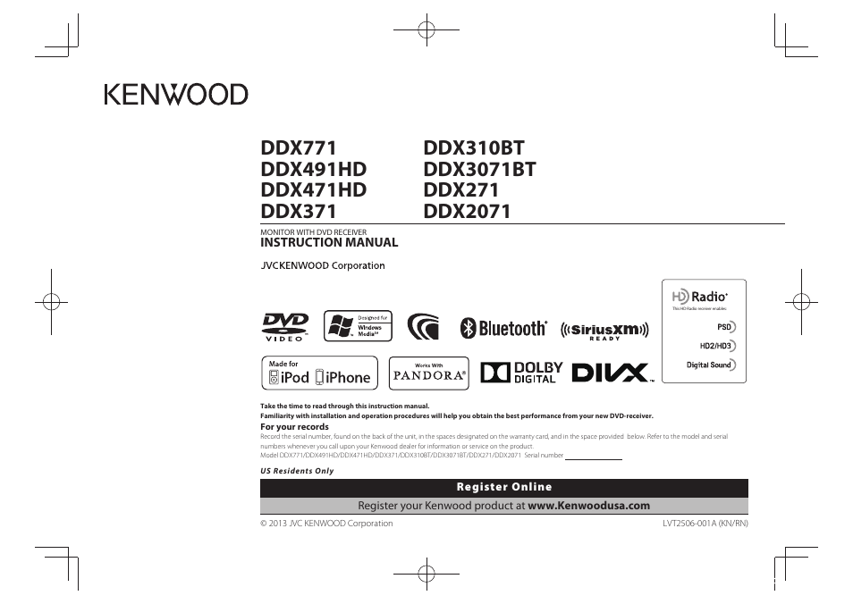 Kenwood DDX771 User Manual | 68 pages