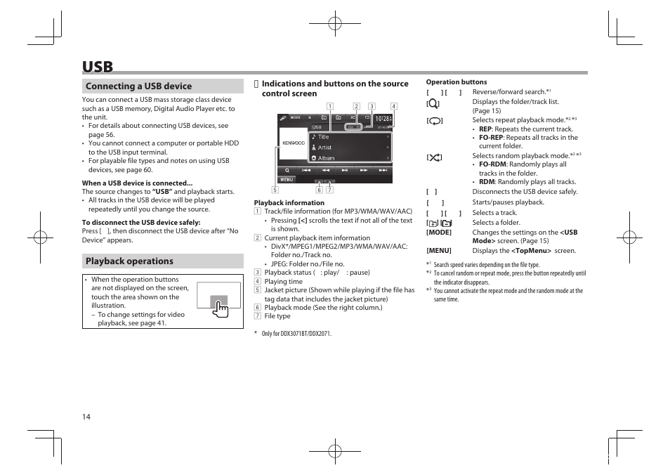 Kenwood DDX771 User Manual | Page 14 / 68