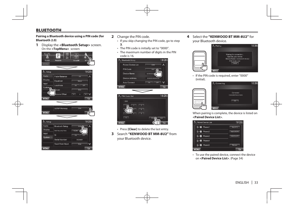 Bluetooth | Kenwood DDX771 User Manual | Page 33 / 68